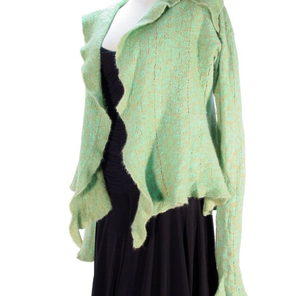 LAINEY KEOGH Seafoam Cashmere Open Cardigan Sweater - Hand Made in IRELAND - Picture 8 of 10